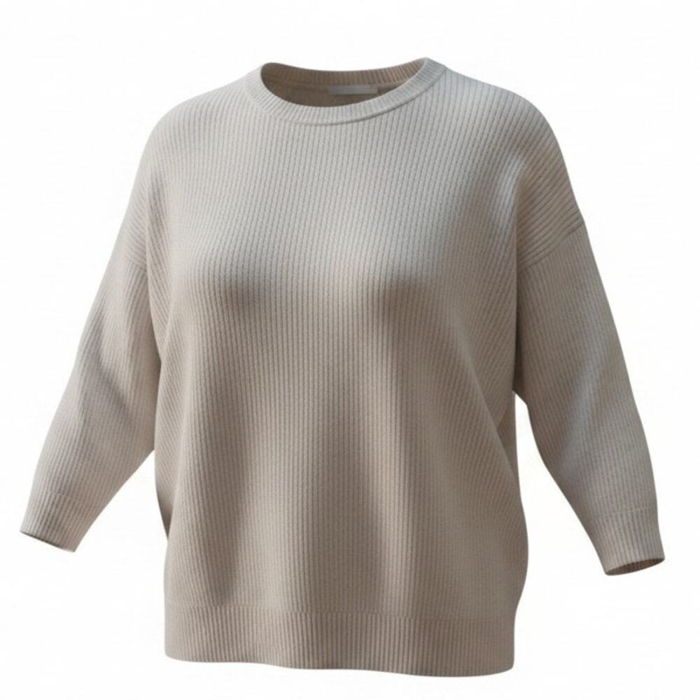 Old Navy Soft Cream Knit Sweater Round Neck Long Sleeve High Low Size 3XL